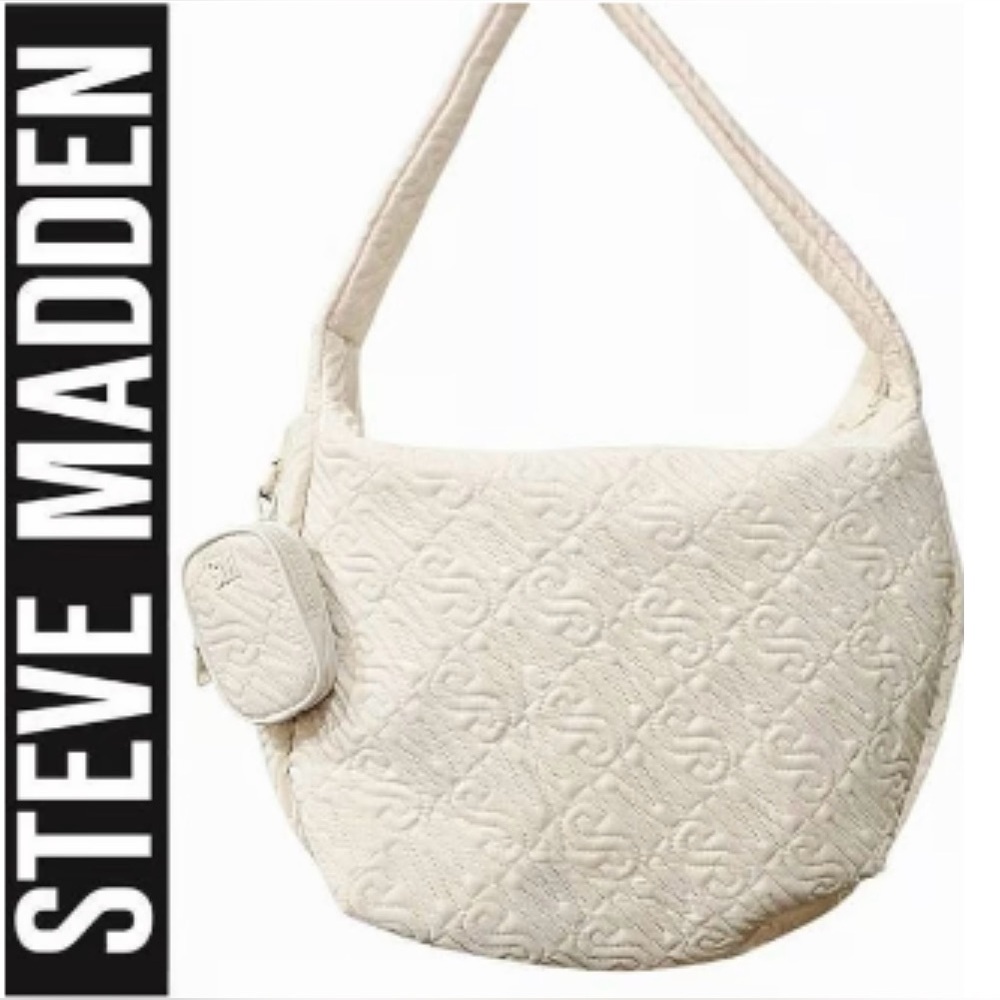 Steve Madden BStanley SM Logo Hobo Bag- weekender bag Detachable coin/card bag.